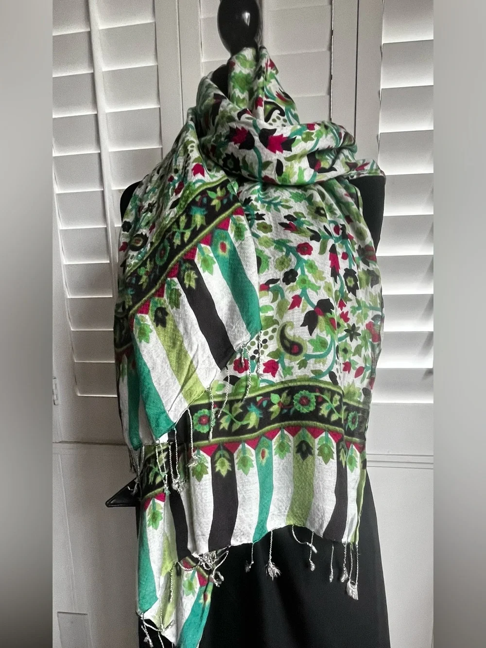 Floral Green Multi-Color Lightweight Scarf - Women Accessories